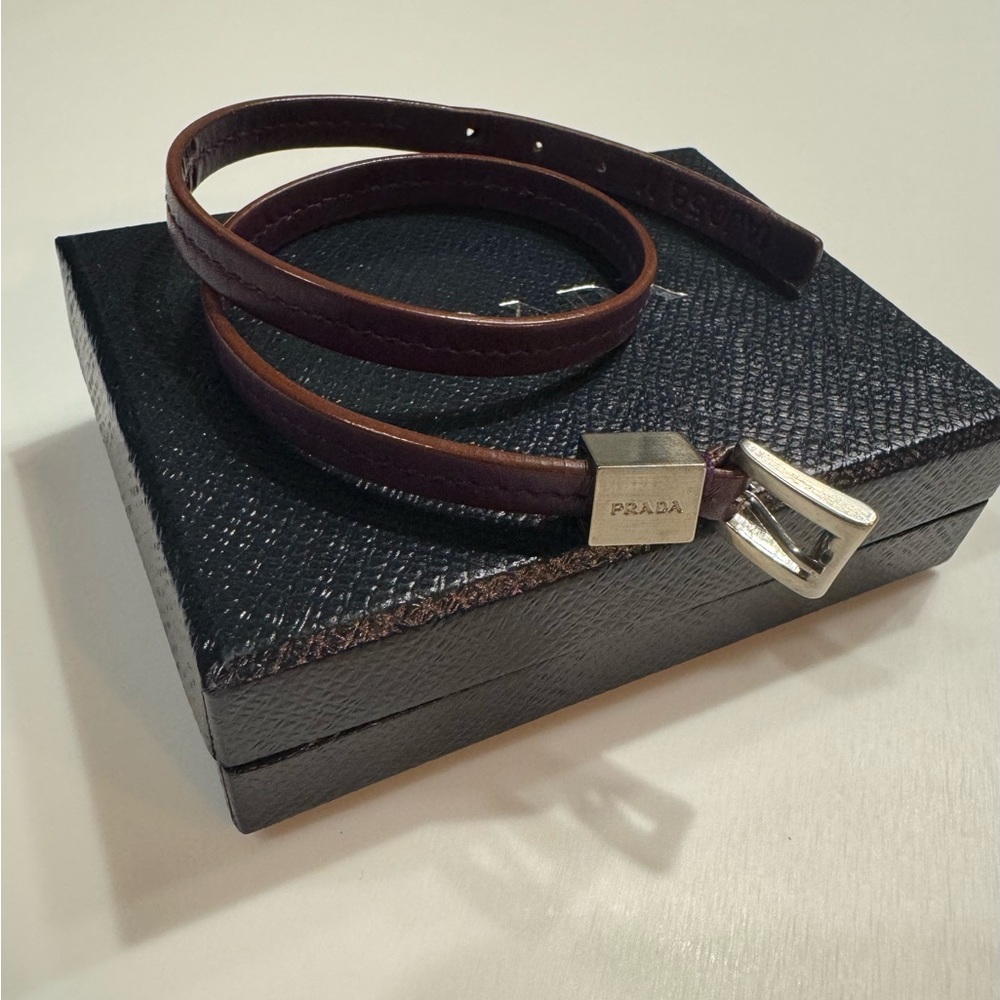 Prada double tour leather bracelet